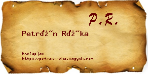 Petrán Réka névjegykártya